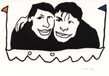 samen in een bootje, reproductie van een kunstwerk
