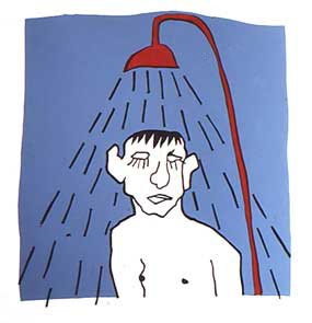meneertje x onder de douche